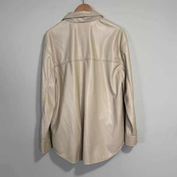 House of Harlow 1960 Faux Leather Button-Up Jacket Cream Size XL - Picture 3 of 13